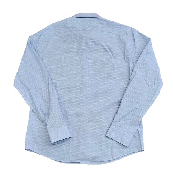 Neiman Marcus (Mens Large) Slim Fit Blue Long-Sleeve Button Dress Shirt Stretch - Picture 5 of 7